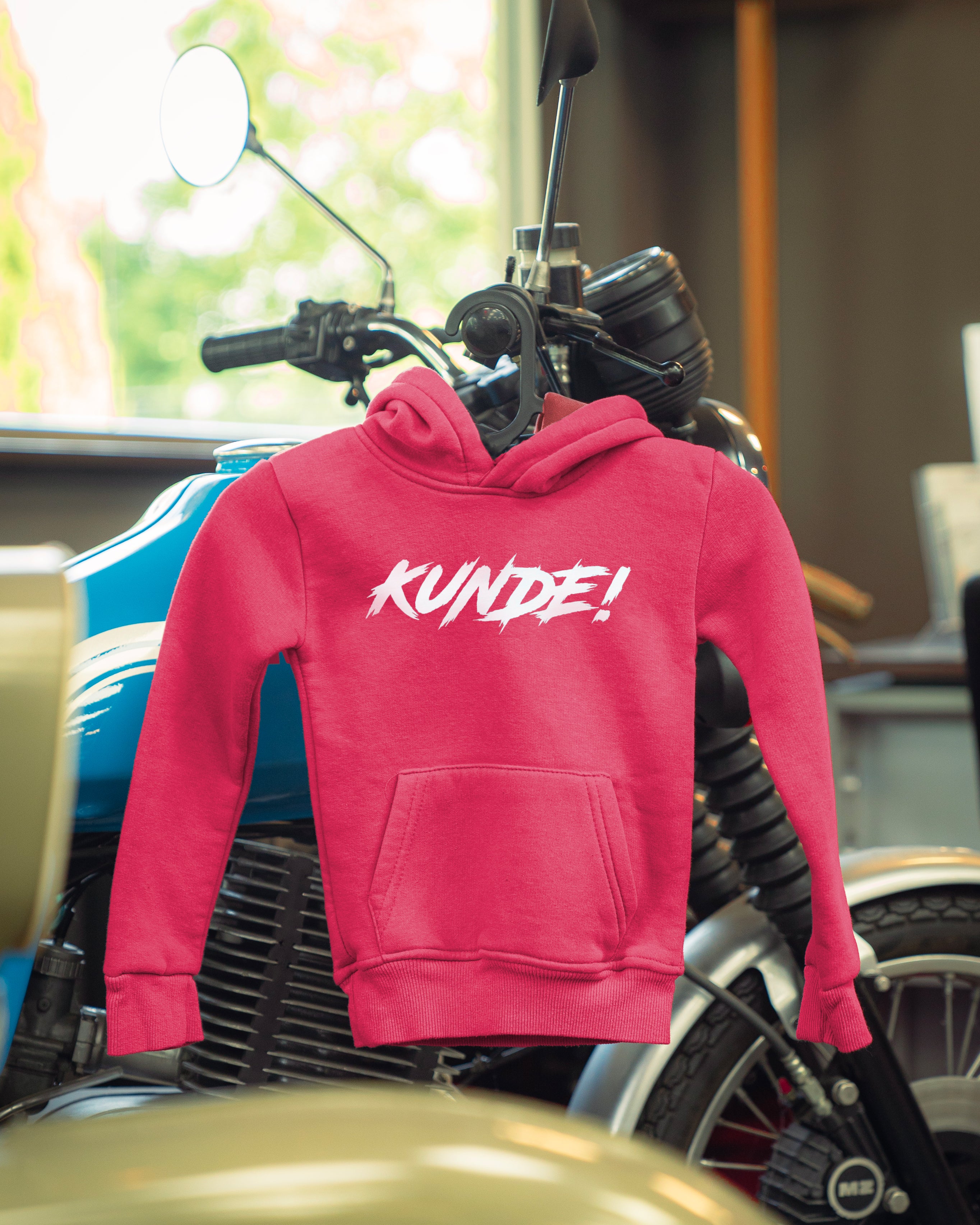 KINDER HOODIE - "KUNDE!" Himbeere